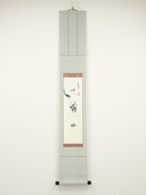 JAPANESE HANGING SCROLL / HAND PAINTED / SPARROW